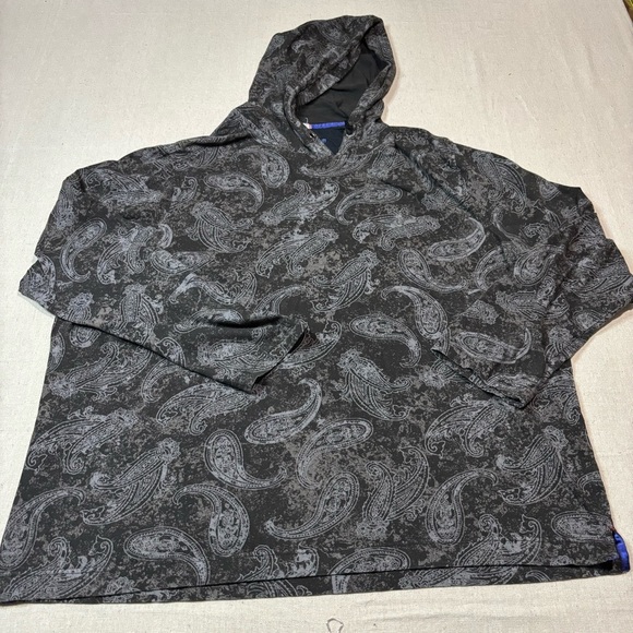 Robert Graham Men's 2XL Gray Black Allover Paisley Lightweight Hoodie Pullover - Picture 2 of 6